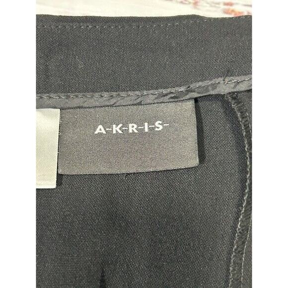 AKRIS Wool Blend Trouser Pant Pleated Capsule Straight Leg Black Minimalist Sz 2 - Picture 3 of 8